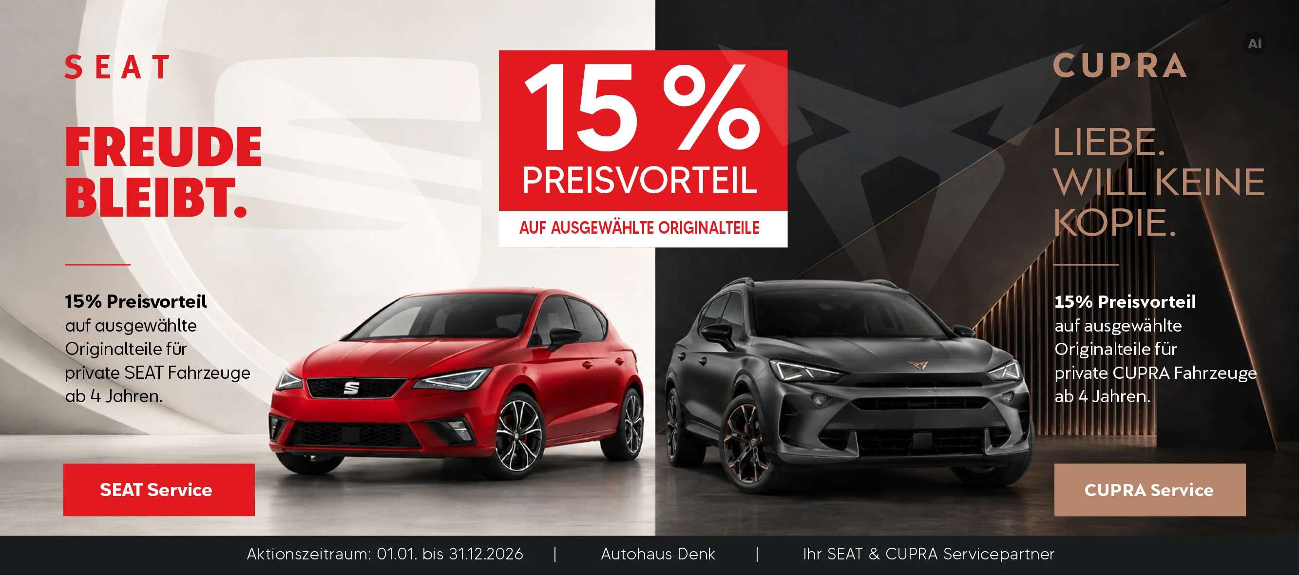 Seat und Cupra 15% Aktion Teile